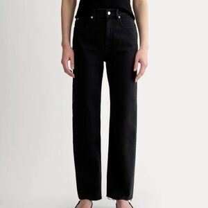 Everlane The Way High Jean in Coal Straight Leg Non Stretch Organic Denim